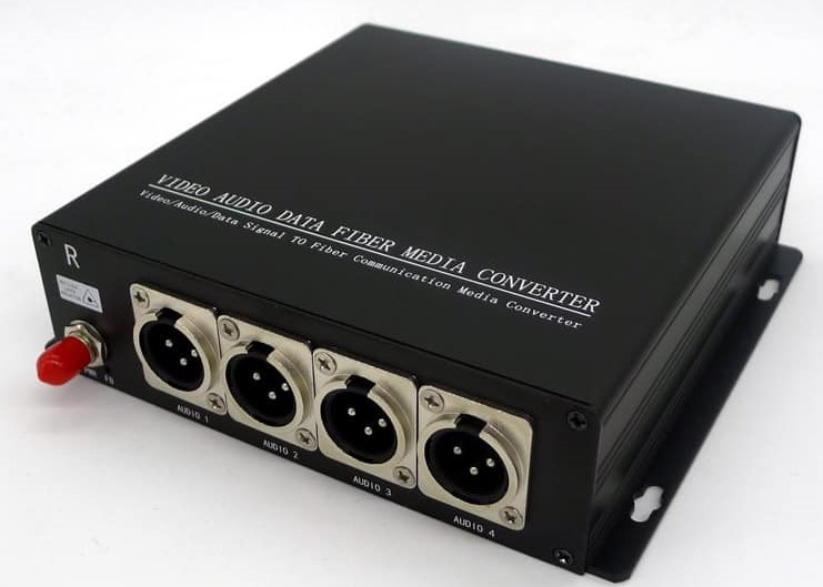 4 channels 3-pin XLR balanced audio over fiber converter 4